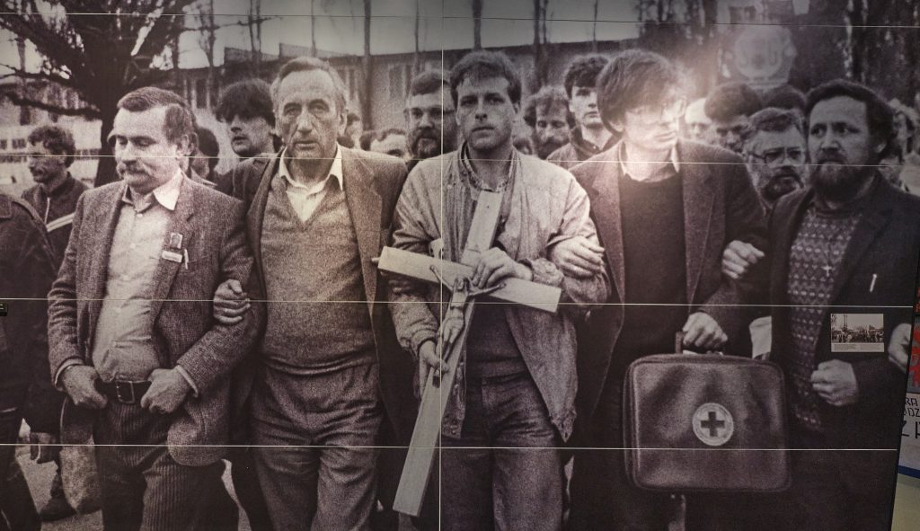 Solidarity (Solidarnosc) Members form a human chain of resistance.