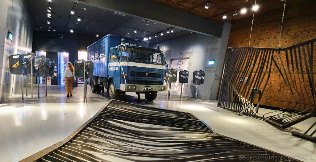 Soviet riot police vehicle, used to attack strikers. Solidarnosc Museum.
