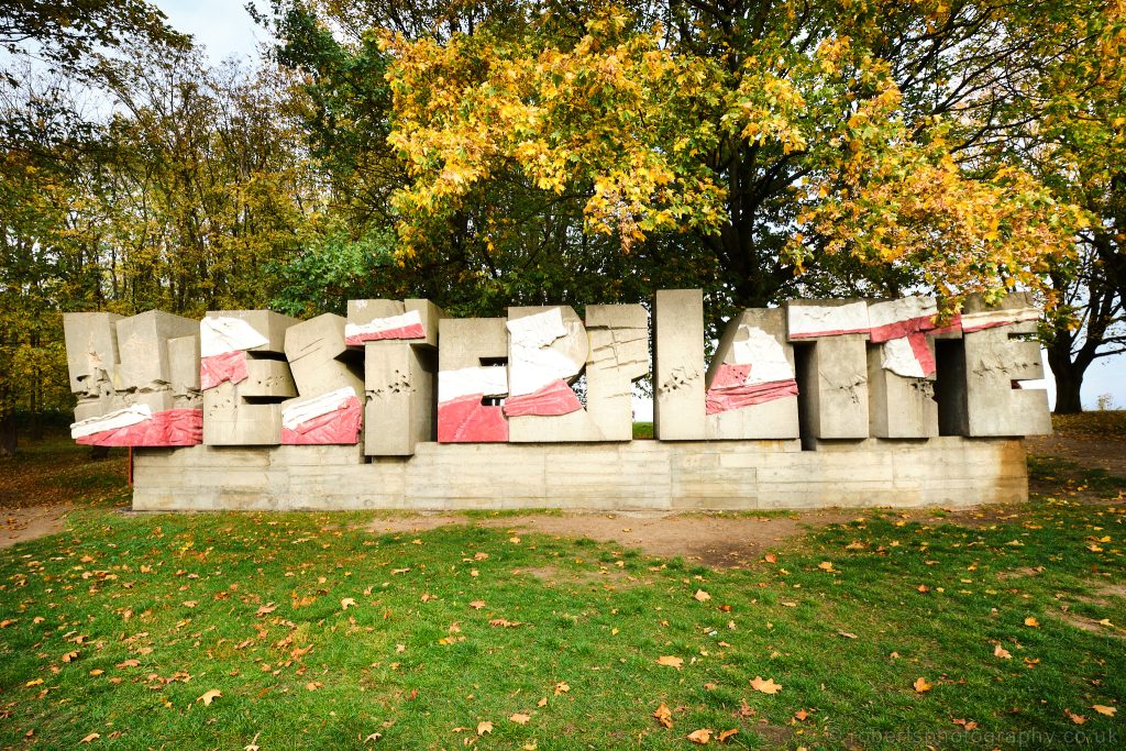 At the entrance to Westerplatte, a sculptured stone monument bears the name of the peninsula.