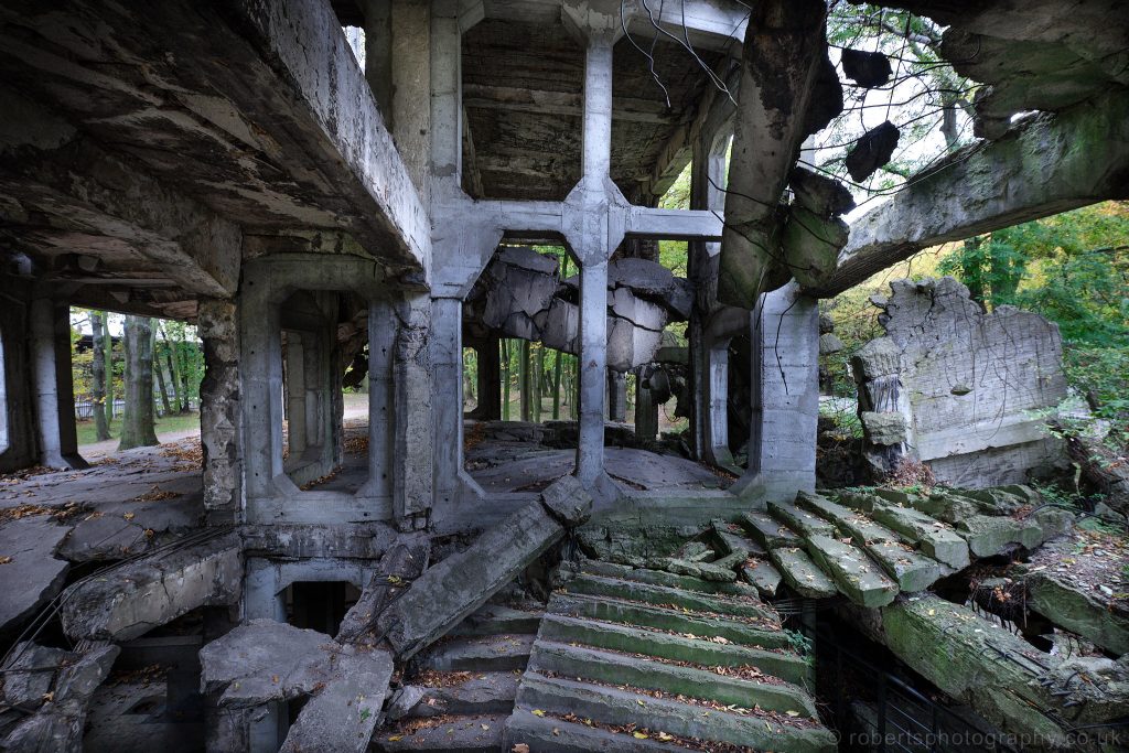 The skeletal remains of a bombed out building at Westerplatte.
