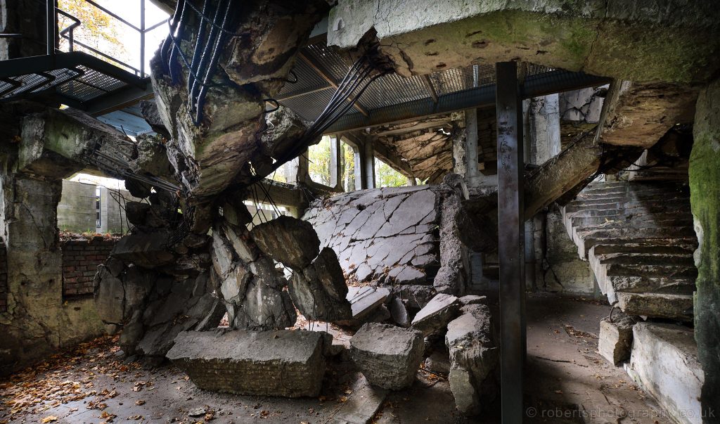 The skeletal remains of a bombed out building at Westerplatte.