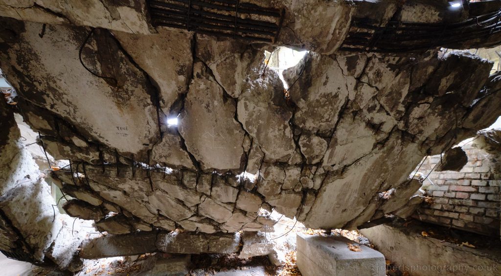 The skeletal remains of a bombed out building at Westerplatte, Gdansk, Poland.