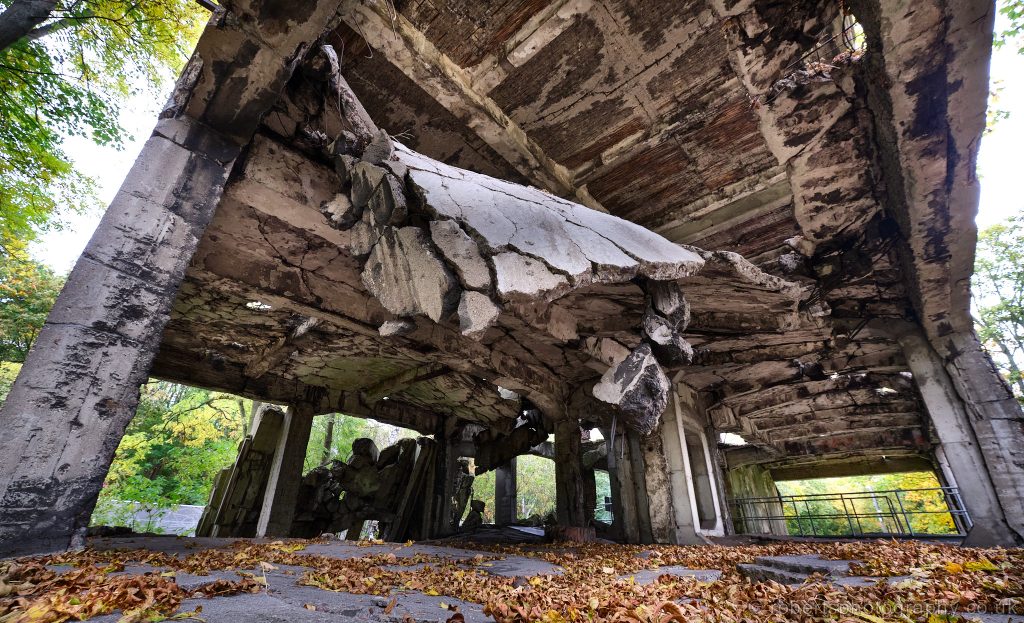 The skeletal remains of a bombed out building at Westerplatte.
