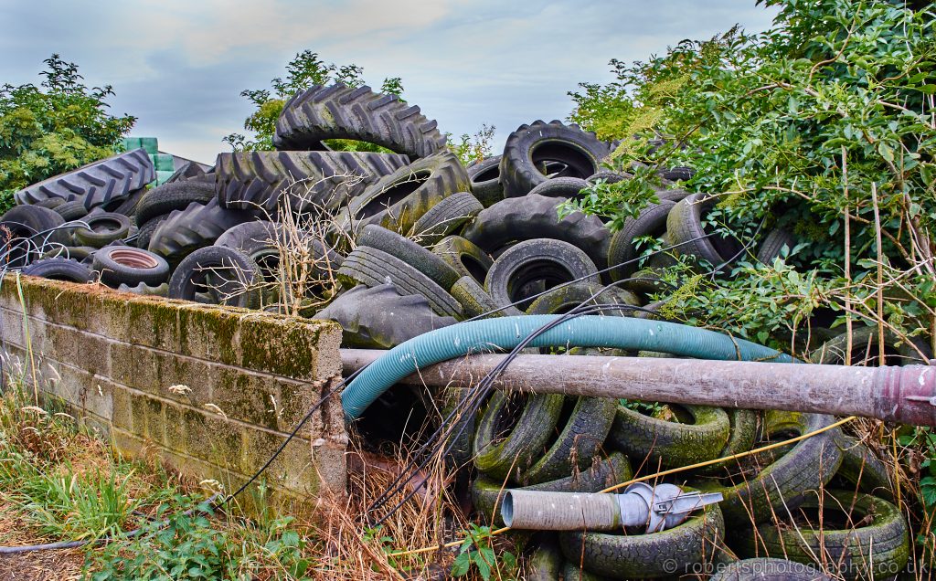 A pile of abandoned tyres.