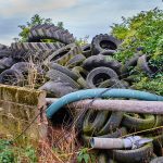 A pile of abandoned tyres.